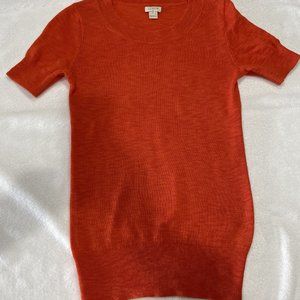 J. Crew orange tunic sweater, short sleeve, XS